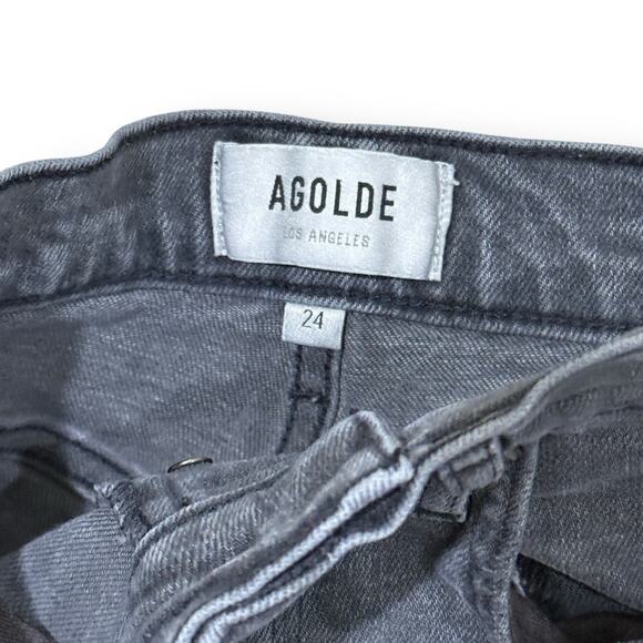 AGOLDE Riley High Rise Straight Crop Jean Sector Faded Black Size 24 Button Fly - Picture 5 of 11